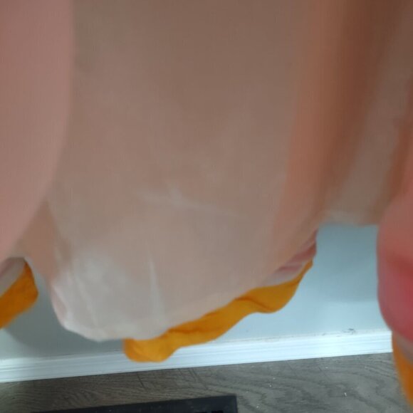 Women's Pink Orange White Embroidered Long Anarkani - Picture 7 of 8